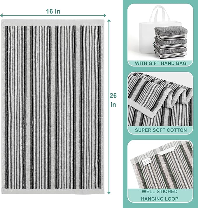 Kitchen Dish Towels for Drying Dishes, Large Cotton Kitchen Towels, Stripped
