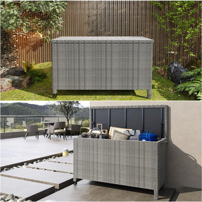 Takywep 140 Gallon Large Deck Box Waterproof,Indoor Outdoor Weather Resistant Storage Container,Polyester Cloth Lined with Soft Close Hinges for Patio Furniture Cushions, Garden Tools