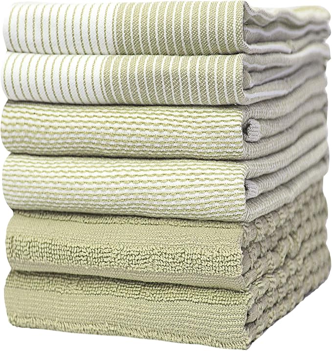 Premium Kitchen Towels | Large Cotton Dish Towels | Flat & Terry Highly
