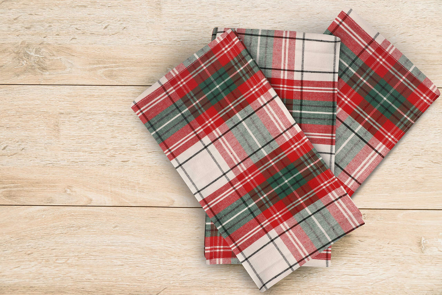 Urban Villa Christmas Kitchen Towels 100% Cotton Dish Towels for Kitchen (Set of 6) 20”x30” Dish Cloths Absorbent Kitchen Linen Set with Hanging Loop Perfect for Drying Dishes Cleaning – Christ Check
