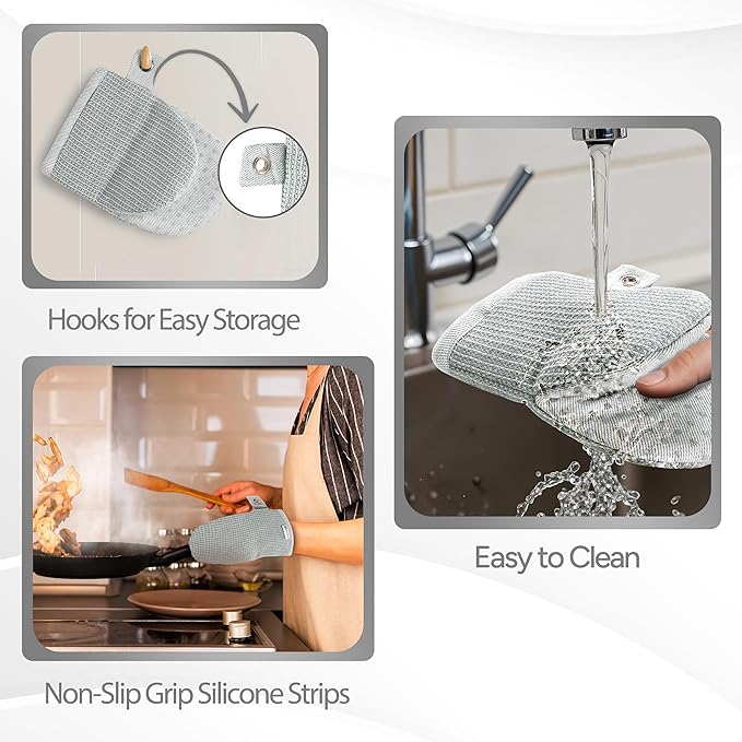 Casa Platino Heat Resistant Oven Mitts & Potholders, 4-Piece – Oven Mitts and
