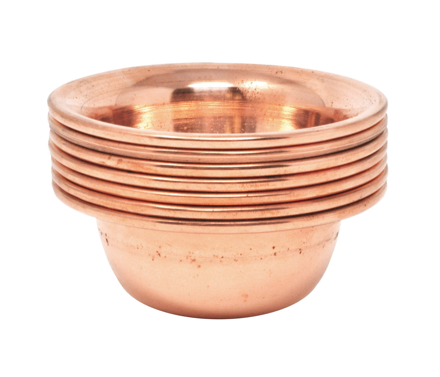 Mudra Crafts Brass Copper Offering Bowl Set of 7 Tibetan Buddhist Alar Supplies for Meditation Yoga Burning Incense Ritual Smudging Decoration 3.25 Inches Copper Tone