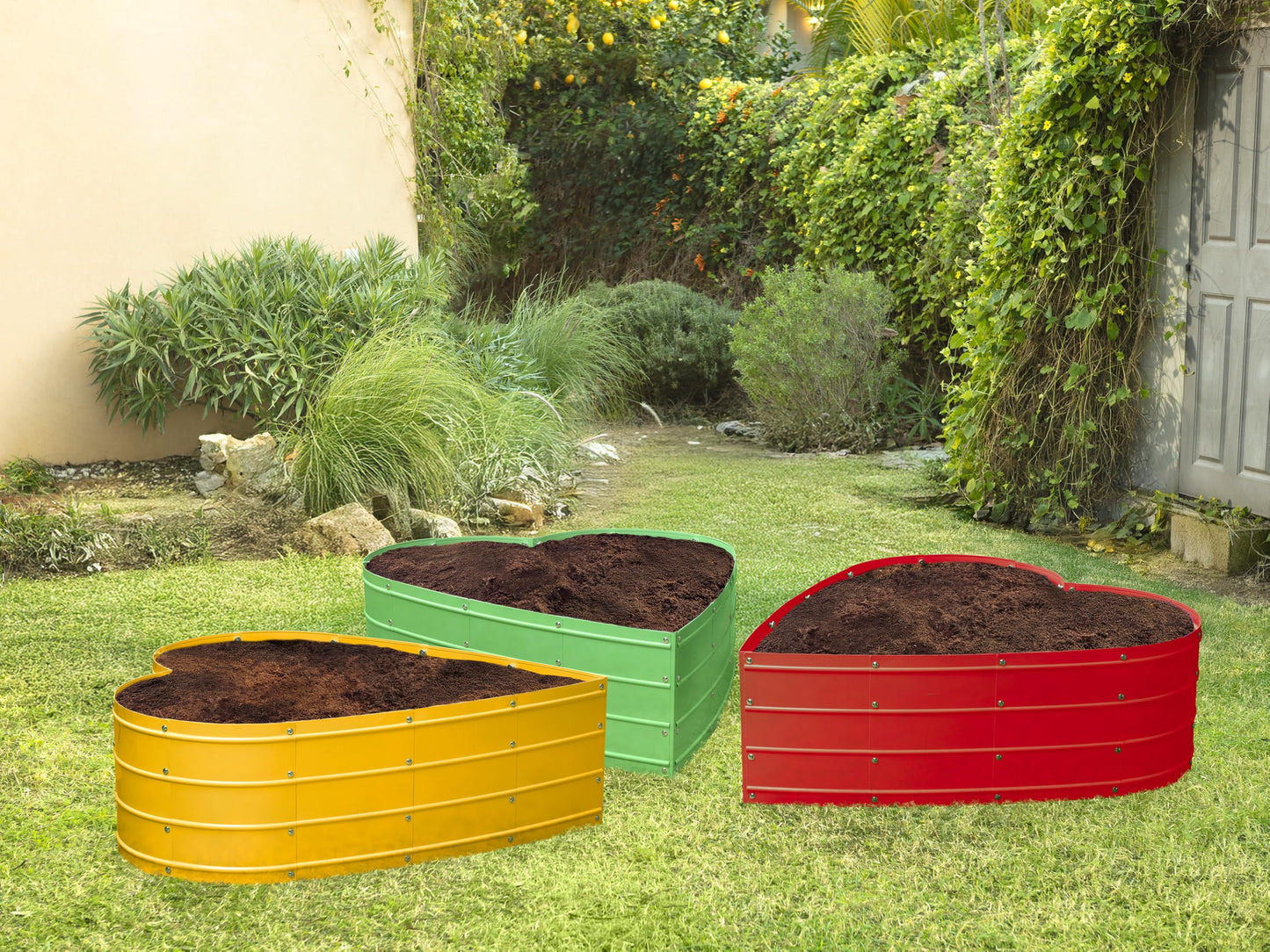 Plant & Plot Galvanized Raised Garden Beds Outdoor // Planter Raised Beds for Gardening, Vegetables, Flowers // Large Metal Garden Box (Red) // Tool-Free Assembly
