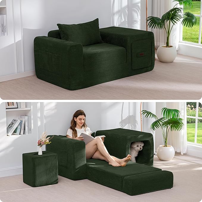 MAXYOYO Folding Sofa Couch, Convertible Floor Sofa