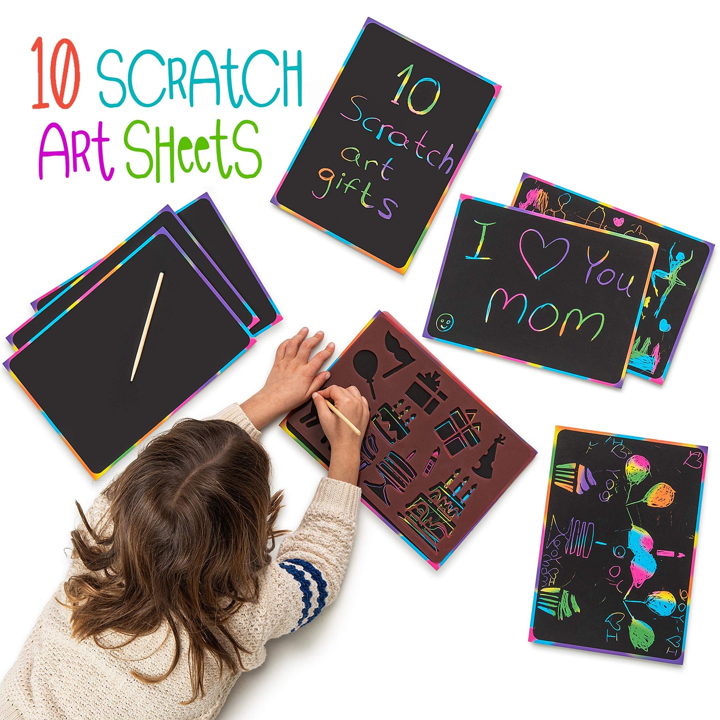 Kipipol 63 Pcs Drawing Stencils for Kids Ages 4-8 - 8-12 and Up - Arts and Crafts for Girls and Boys - Kids Drawing kit - Arts Set- 15 Art Stencils, 260+ Designs -Scratch Art- Creativity Gifts & Toys