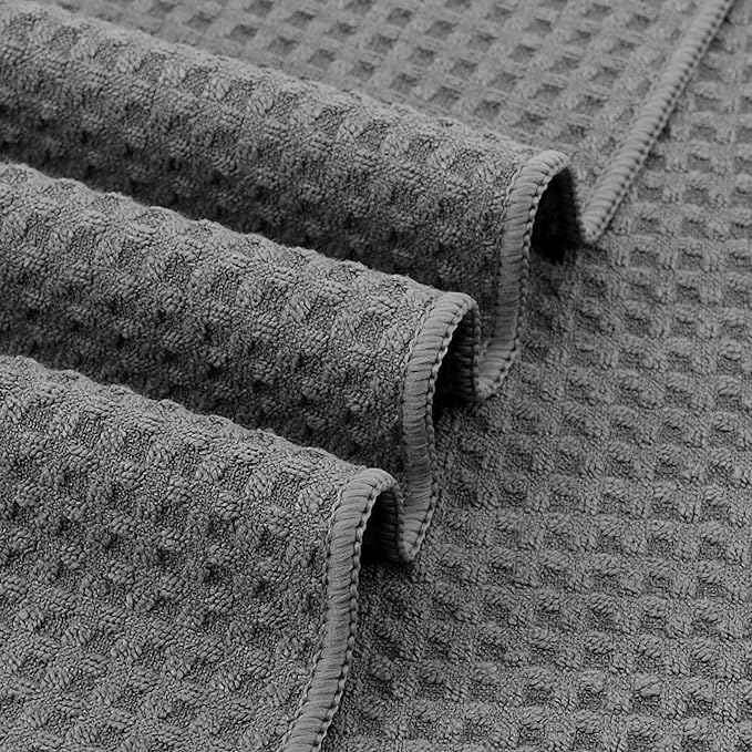 POLYTE Ultra Premium Microfiber Kitchen Dish Hand Towel Waffle Weave, 8 Pack
