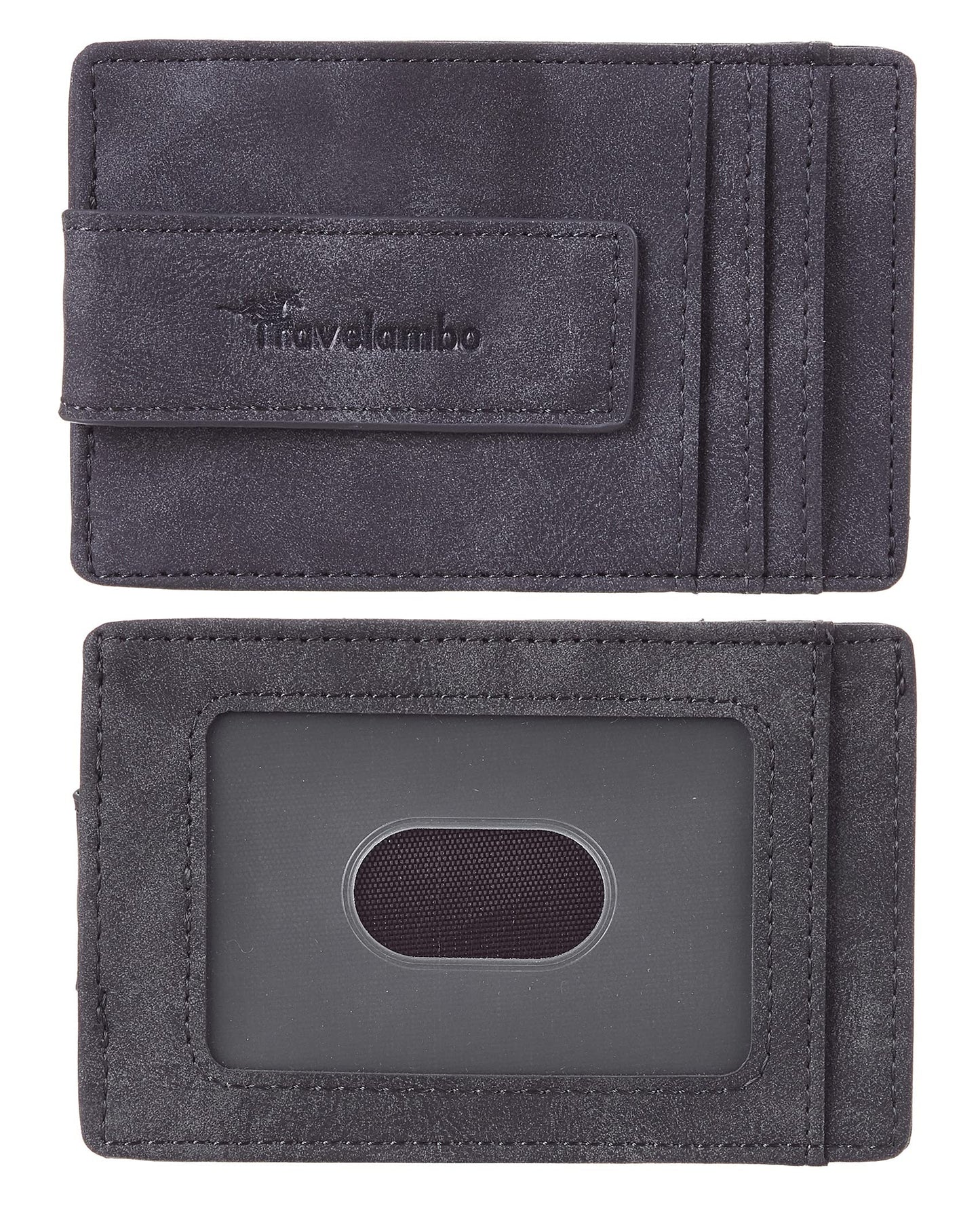Travelambo Money Clip for Men Magnetic Front Pocket Wallet Slim Wallet Minimalist Card Holder RFID Blocking (Deep Grey)