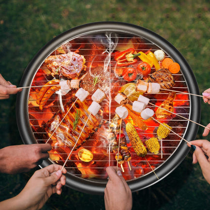 Yaheetech Round Steel Fire pit for Garden Fire Bowl Outdoor Fire Pit Charcoal Log Wood Burner Patio Heater with Mesh Screen Cover & Poker for Camping Bonfire Picnic