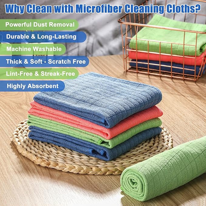 Nuanchu 20 Pieces Extra Large Microfiber Cleaning Cloth Rags Towels Bulk 20 x
