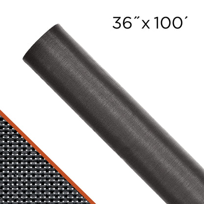 Saint-Gobain ADFORS Solar Screen, 36 Inches x 100 Feet Roll - UV-Resistant Replacement Screen for Windows and Doors - Charcoal