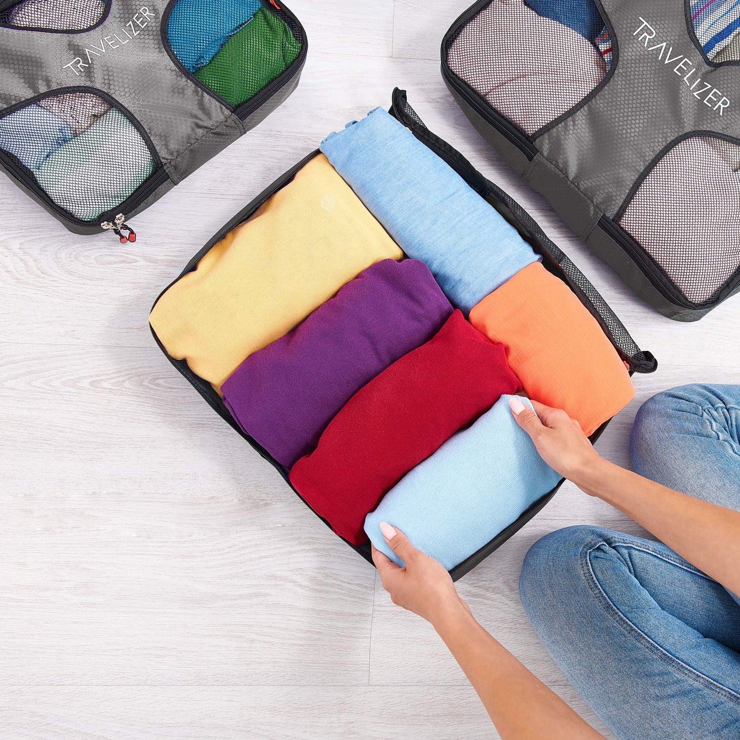 Travelizer - Grey Travel Packing Cubes 5 pcs Luggage Organizer Set for Bag & Suitcase