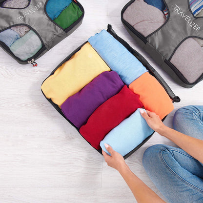 Travelizer - Grey Travel Packing Cubes 5 pcs Luggage Organizer Set for Bag & Suitcase