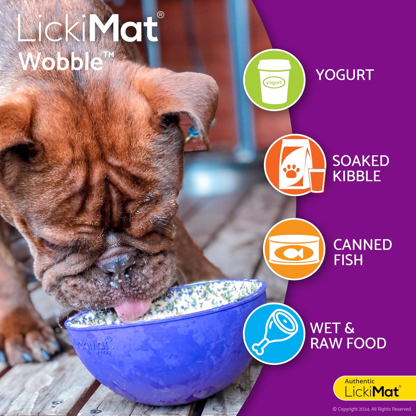 LICKIMAT Wobble, Dog Slow Feeder Bowl Lick Mat, Boredom Anxiety Reducer; Perfect for Food, Treats, Yogurt, or Peanut Butter. Fun Alternative to a Slow Feed Dog Bowl, Turquoise