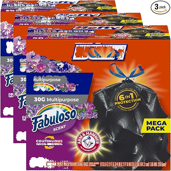 Hefty Ultra Strong 30 Gallon Trash Bags, Large Bags 30 Gallon Size, Break