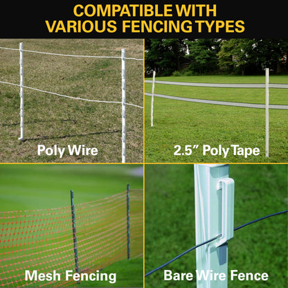 Zareba 4-Foot Step-In Electric Fence Posts - 50 Pack for Electric Fence System - Sturdy Construction - A-48, White - Easy to Install Step In Posts, Includes 50