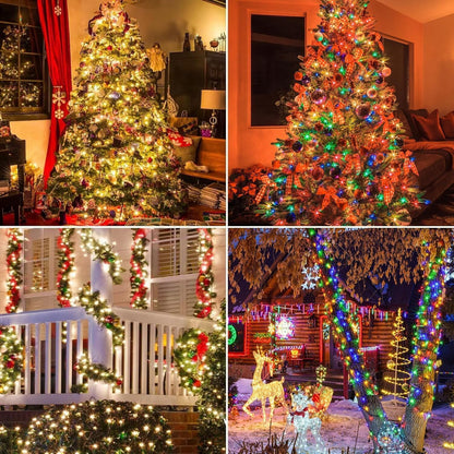 MZD8391 Color Changing Christmas String Lights Outdoor Indoor, 108FT 300 LED Warm White Multi Color Fairy Light, END to END CONNECTABLE, Waterproof Christmas Tree Lights with Timer Remote