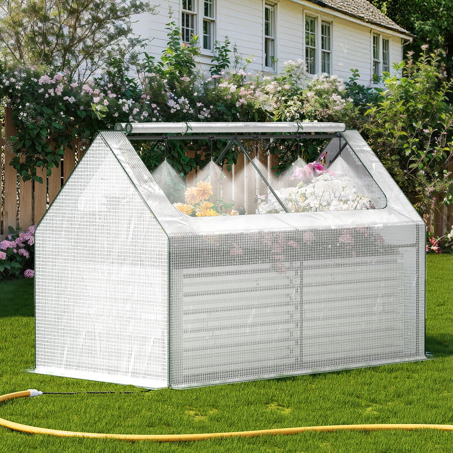 Raised Garden Bed with Self-Watering System, 6x3x2 ft Elevated Planter Boxes Outdoor with PE Cover, Galvanized Raised Beds for Gardening,Vegetables,Flowers, Backyard, Patio