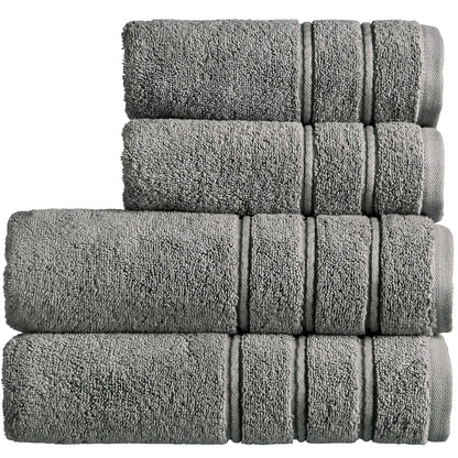 Christy Antalya Large Bath Towels | Set of 4 | 100% Turkish Cotton | 600GSM | Soft Plush Luxury Towel Set | 2 Bath Towels 2 Hand Towels | Quick Dry | Storm Grey