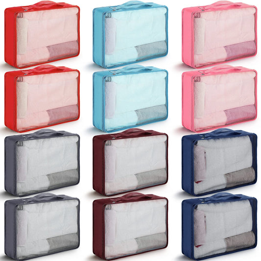 Tudomro 12 Pcs Large Packing Cubes Luggage Organizers for Suitcase Mesh Travel Organizer Bags Travel Packing Organizers for Traveling Camping Hiking (15.8 x 11.8 x 4.3 Inch, Multicolor)