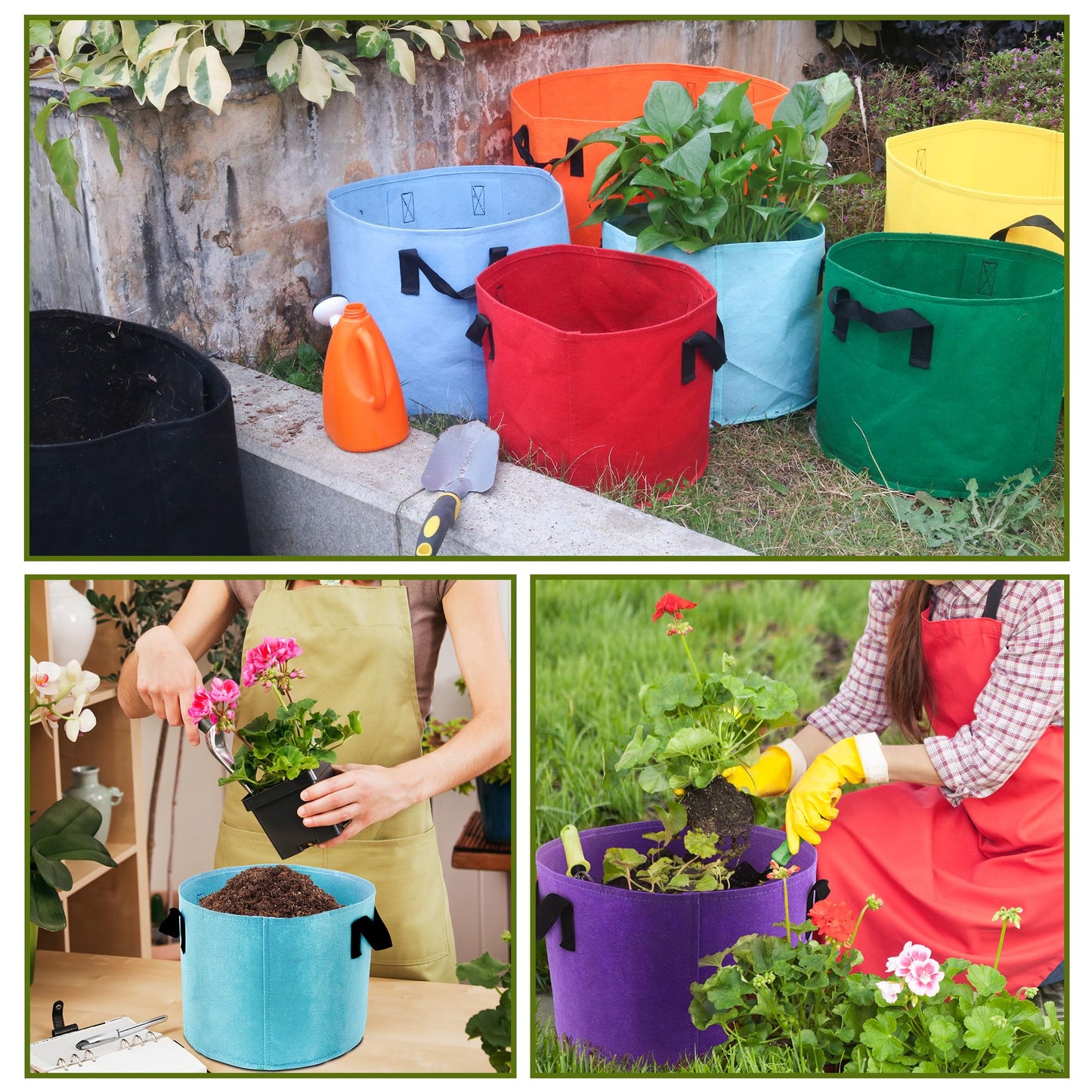 Biotolot 5-Gallon Fabric Grow Bags (7 Pack of Mix Colors) with Handles for Potato Tomato Flower and Vegetables
