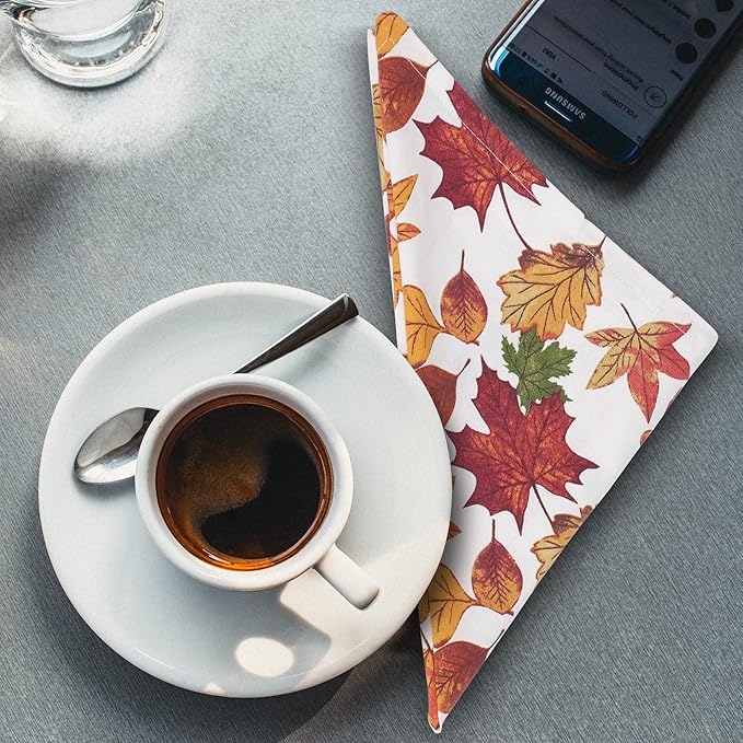 Urban Villa Kitchen Towels Harvest Leaves Print Dish Towels Set of 6 20" X30”