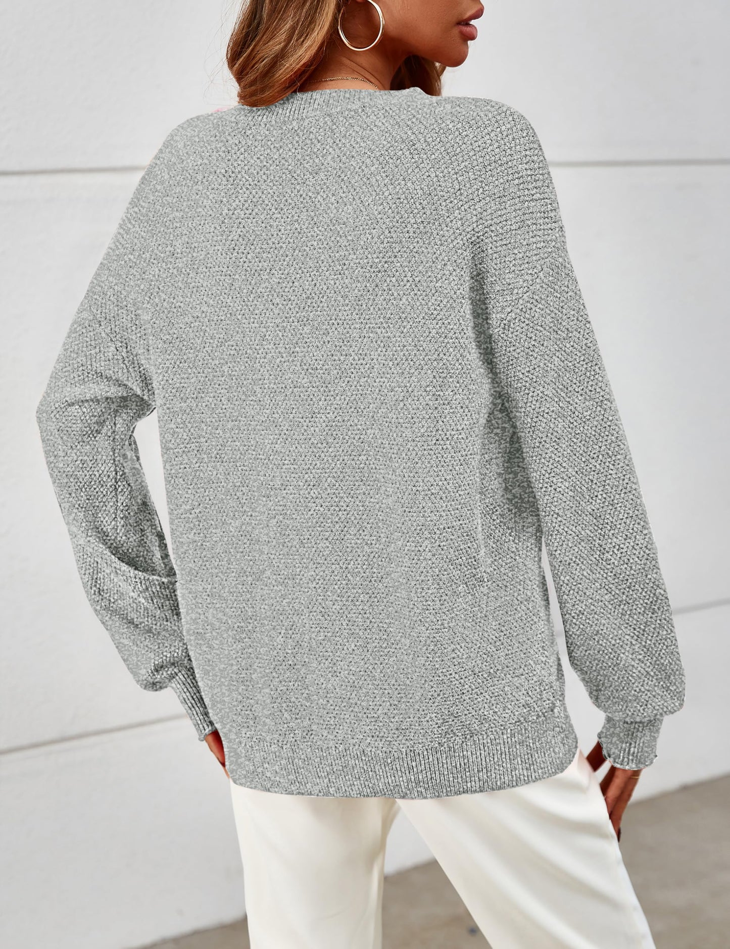 MEROKEETY Women's 2025 Fall Winter Oversized Pullover Sweater Trendy Crew Neck Long Sleeve Heathered Knit Jumper Tops