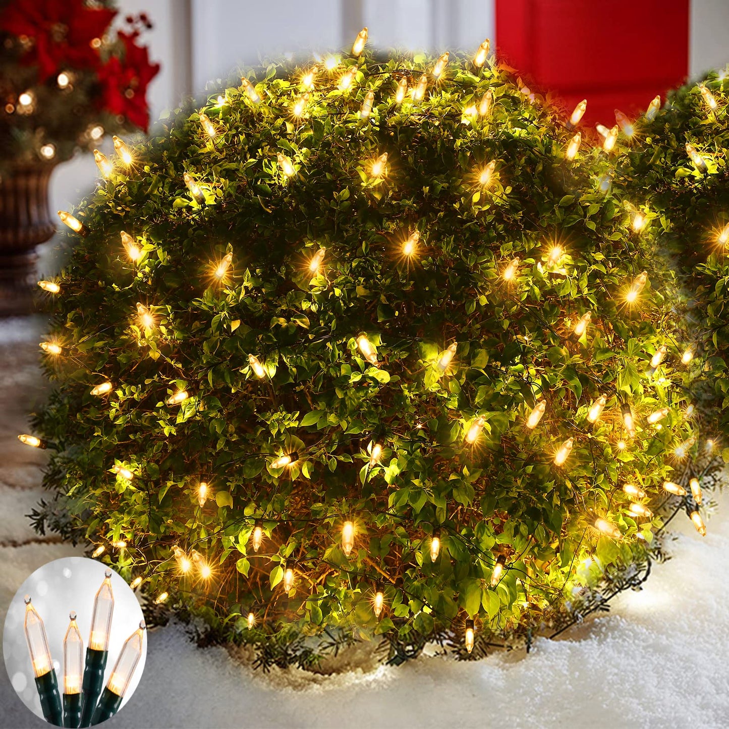 Efunly LED Christmas Net Lights for Bushes Outdoor,100 LED 5ftx5ft Waterproof 8 Modes Connectable Mesh Lights for Bushes,Garden,Yard,Trunk,Outdoor Christmas Decorations