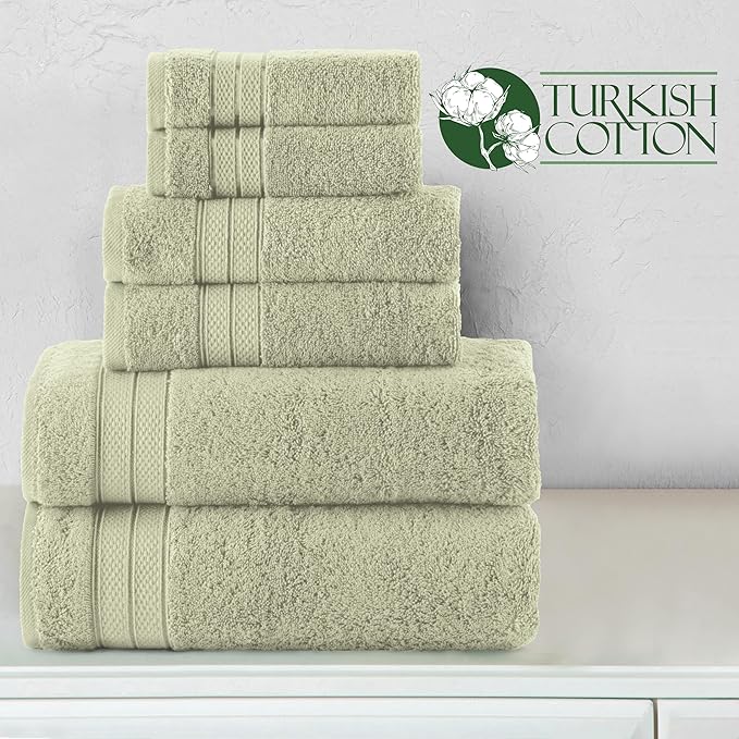 Elegant Comfort Luxury 6-Piece Towel Set, Premium Soft 100% Turkish Cotton