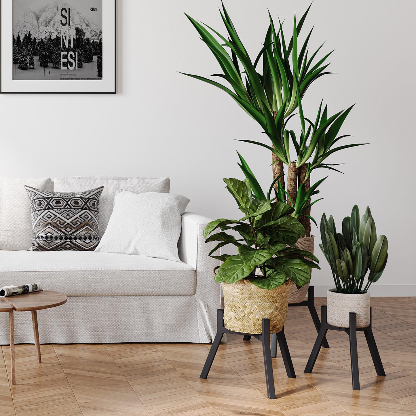 IRCPEN Adjustable Plant Stands Set of 2, Metal Small Plant Holder, Heavy Duty Stable Flower Holder Stand Rack for Various Pot Sizes Indoor Outdoor Corner Living Room Balcony Office Black PS-007BK-2
