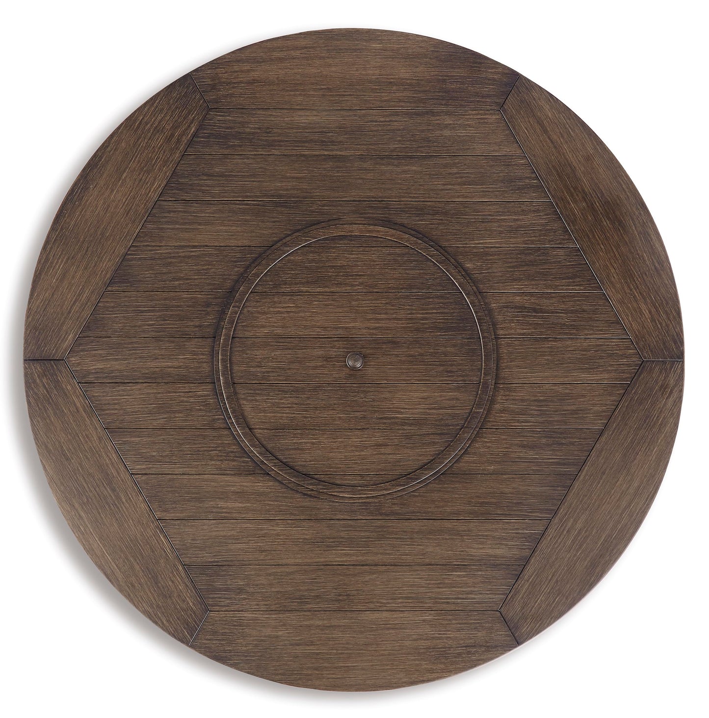 Signature Design by Ashley Paradise Trail Outdoor Round Wicker Patio Fire Pit Table, Brown