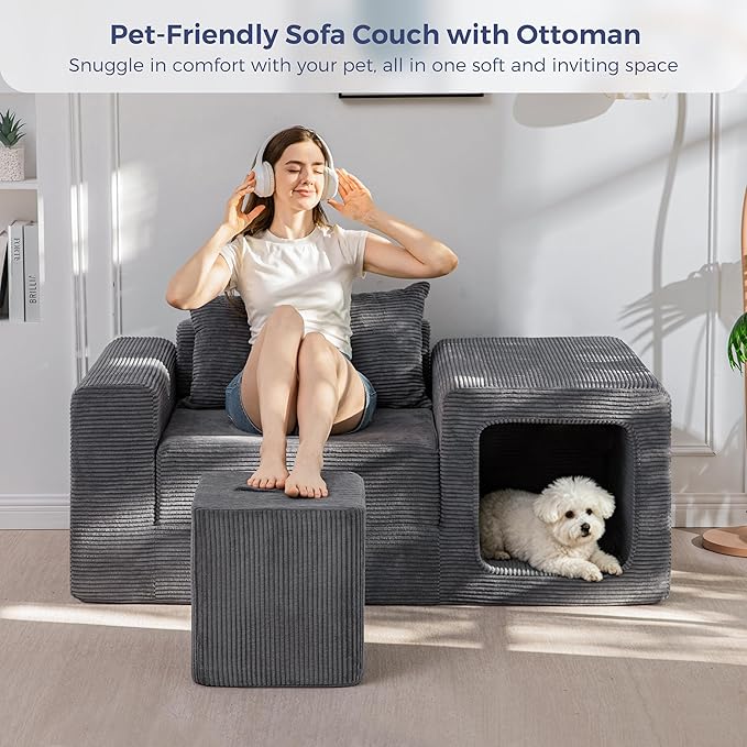 MAXYOYO Folding Sofa Couch, Convertible Floor Sofa
