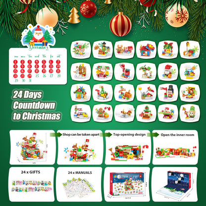 Santa’s Workshop Advent Calendar 2025 Building Set for Kids – 24-in-1 Christmas Holiday Countdown Gift with 24 Days of Surprise Figures, Party Favors Building Block for Boys & Girls Ages 6+