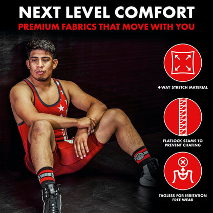 CALI Bear Wrestling Singlet-Black-Red-XS