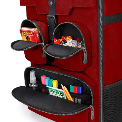 ENHANCE Collector's Edition Board Game Backpack - Reinforced Rigid Board Game Storage with Padded Shoulder Straps, Carrying Handle, and Accessories Pockets for Dice, Card Games, More (Dragon Red)