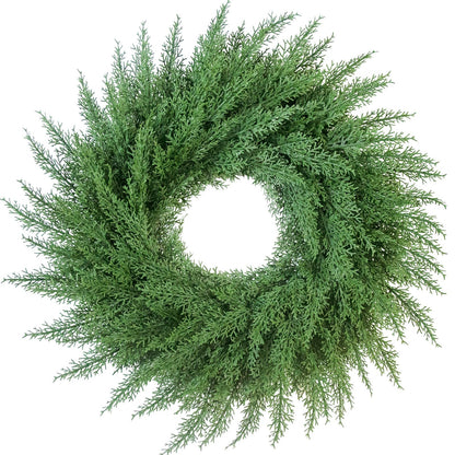 24 Inch Christmas Cedar Cypress Wreath – Artificial Greenery Wreath for Front Door, Farmhouse Holiday Winter Decor and Year-Round Indoor Outdoor Home Decoration