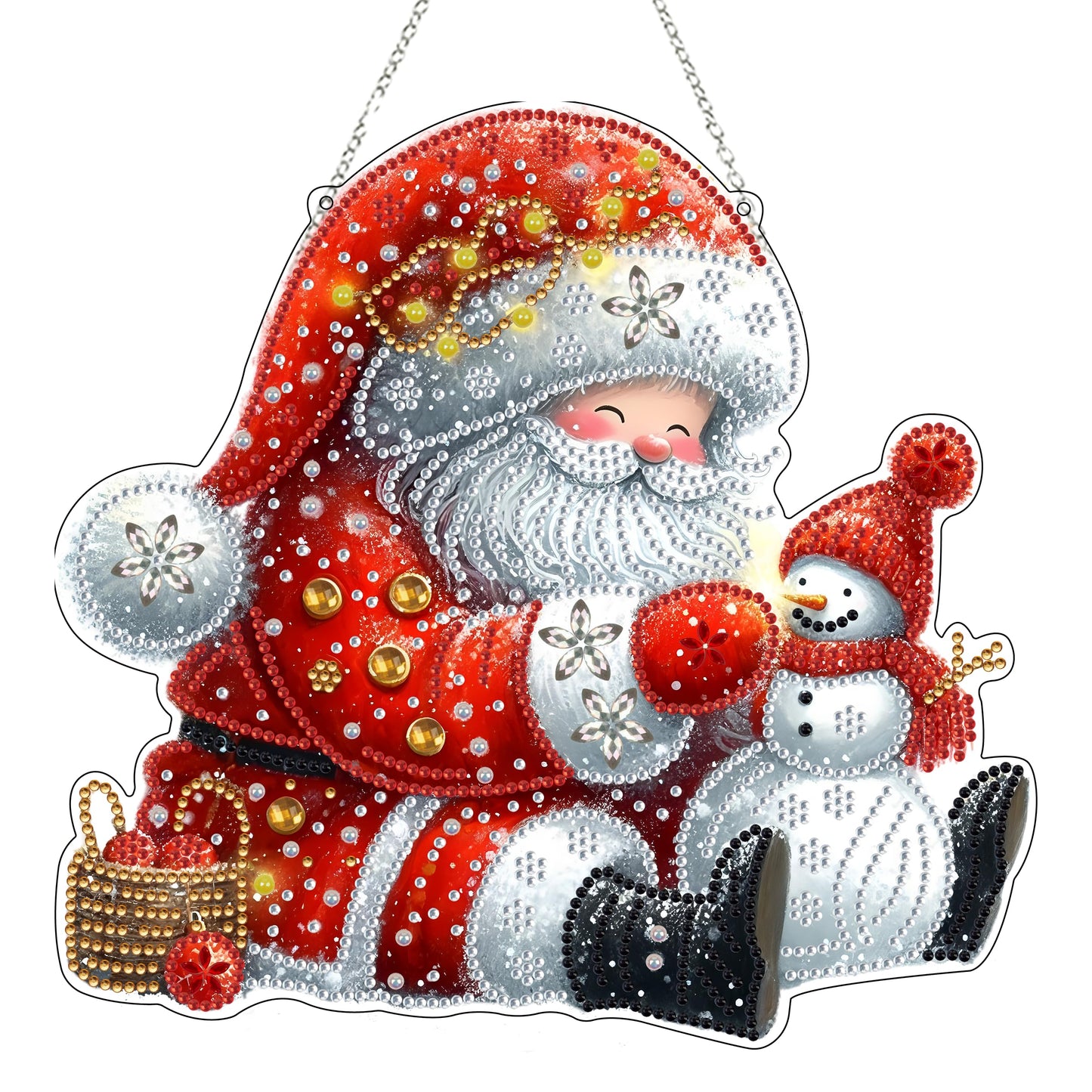 JJFox Diamond Art Hanging Kit for Adult,Special Shaped Rhinestone,DIY Acrylic 5D Diamond Art Painting Window Pendants Home Garden Wall Hanging Kits Hanging Ornament,Double Sided. (Father Christmas)