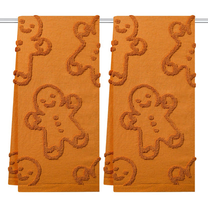Ciazoxa Gingerbread Christmas Bathroom Decor Hand Towels 13x29 Inch 100% Cotton Dish Towels Drying Kitchen Towels Home Kitchen Decoration Set of 2