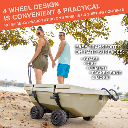 Cuddy Crawler Cooler with Wheels – 40 QT Amphibious Floating Cooler and Dry Storage Vessel - Tan