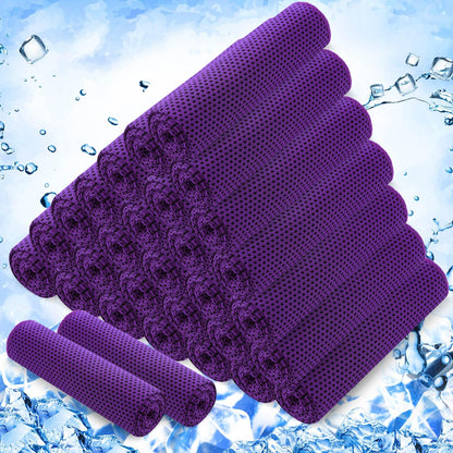 Hosuly 30 Pack Cooling Towels, 40"x12" Ice Breathable Chilly Sweat Rag Microfiber Workout Rags for Gym Towels for Neck and Face for Yoga Golf Sport Running(Purple)