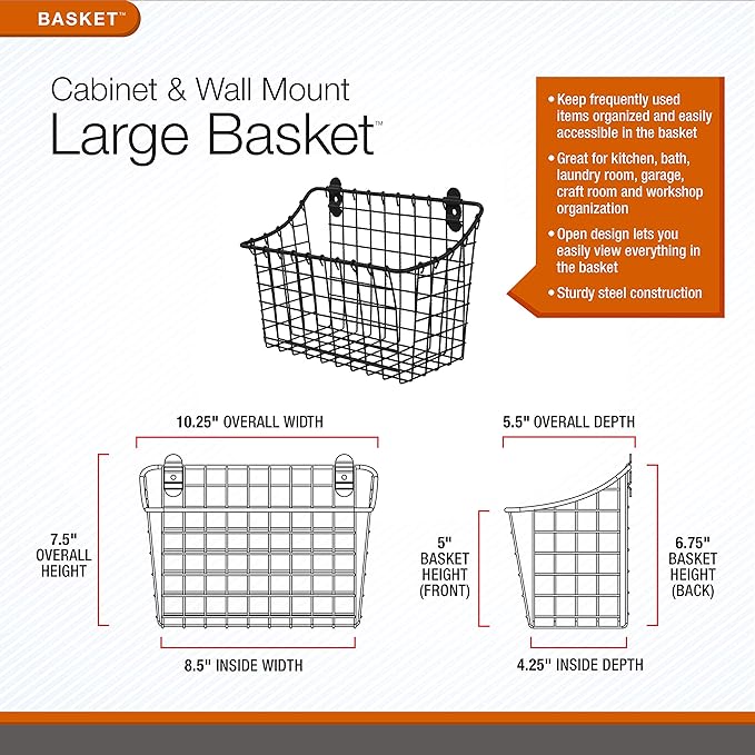 Spectrum Diversified Vintage Wall Mount Storage Basket