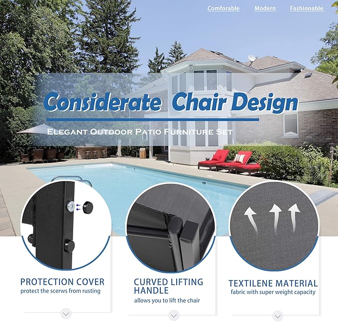 Vongrasig 4 Pieces Patio Furniture Sets, Outdoor Patio Conversation Sets