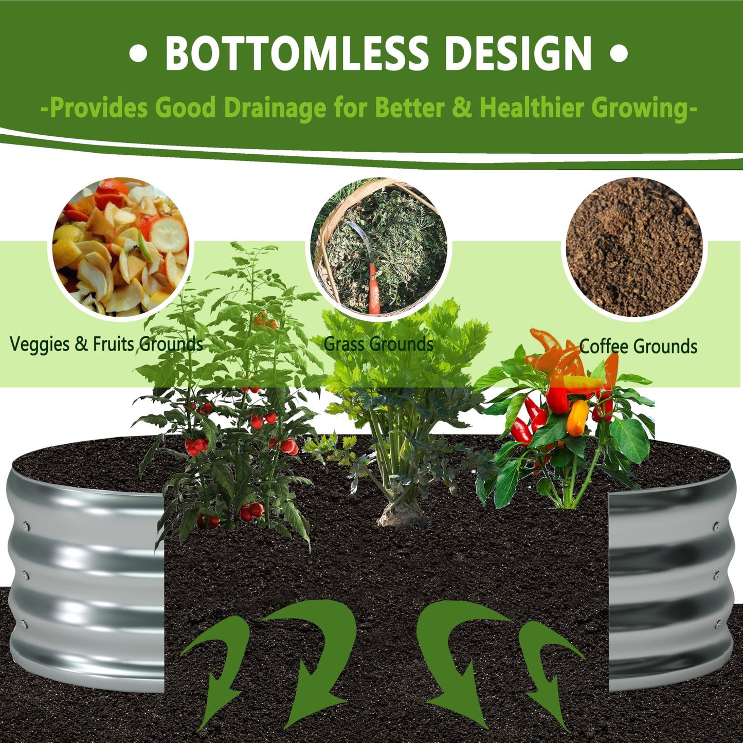 Foxlang 4x2x1ft(2 Pack) Galvanized Oval Raised Garden Bed,Outdoor Planter Box Metal Patio Kit Planting Bed for Vegetables Flowers Herb,Silver