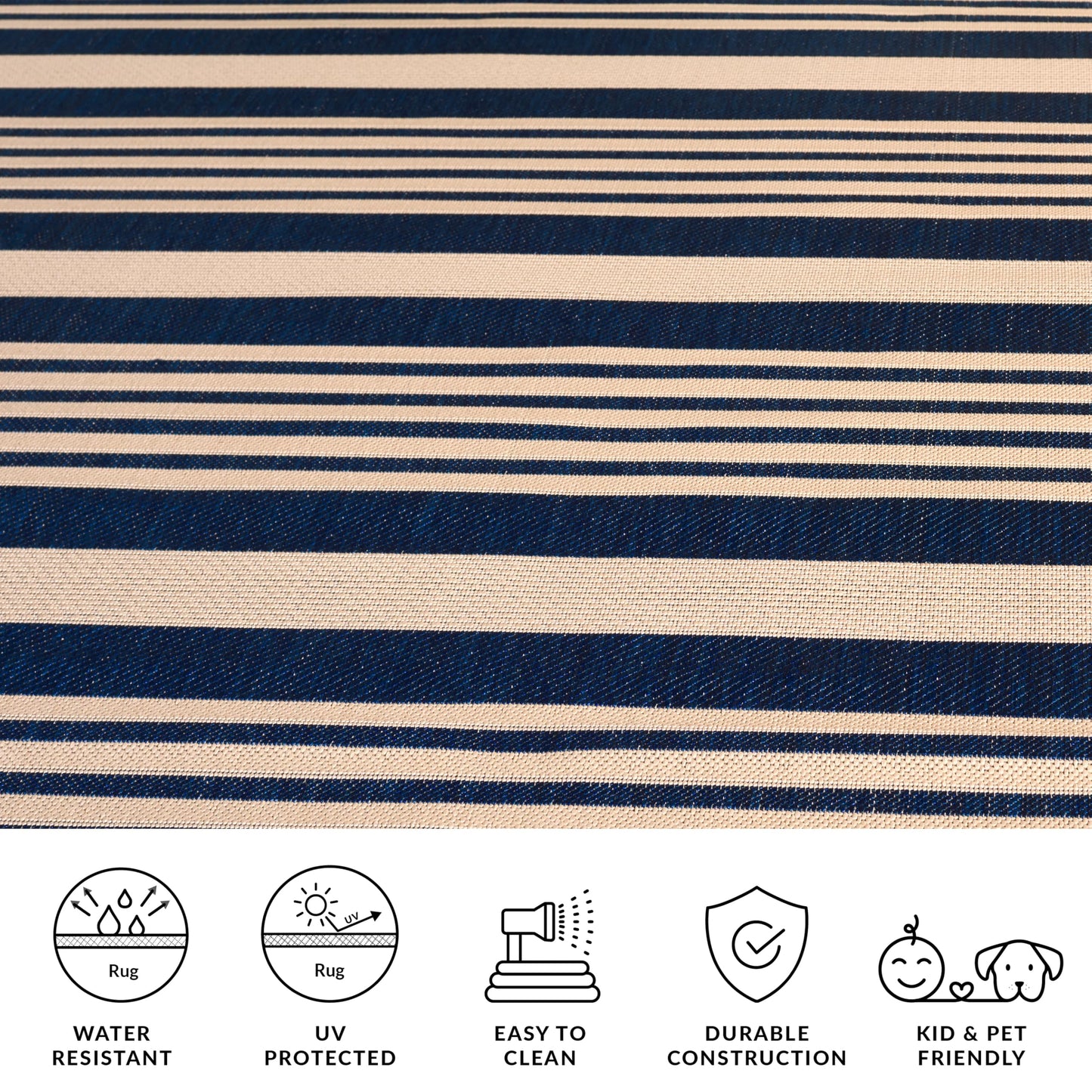 SAFAVIEH Courtyard Collection 8' x 10' Navy/Beige CY6062 Stripe Indoor/ Outside Waterproof Easy cleansingPatio Backyard Mudroom Area Mat