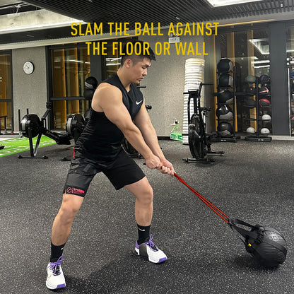 RISINGFIT Medicine Ball Bag, Medicine Ball Rope, Rotation, Swinging, and Logging, Red Kettlebell Swinging, Russian Rotation, Counter Rotation Swinging, and Hammer Swinging (Excluding Medicine Balls)