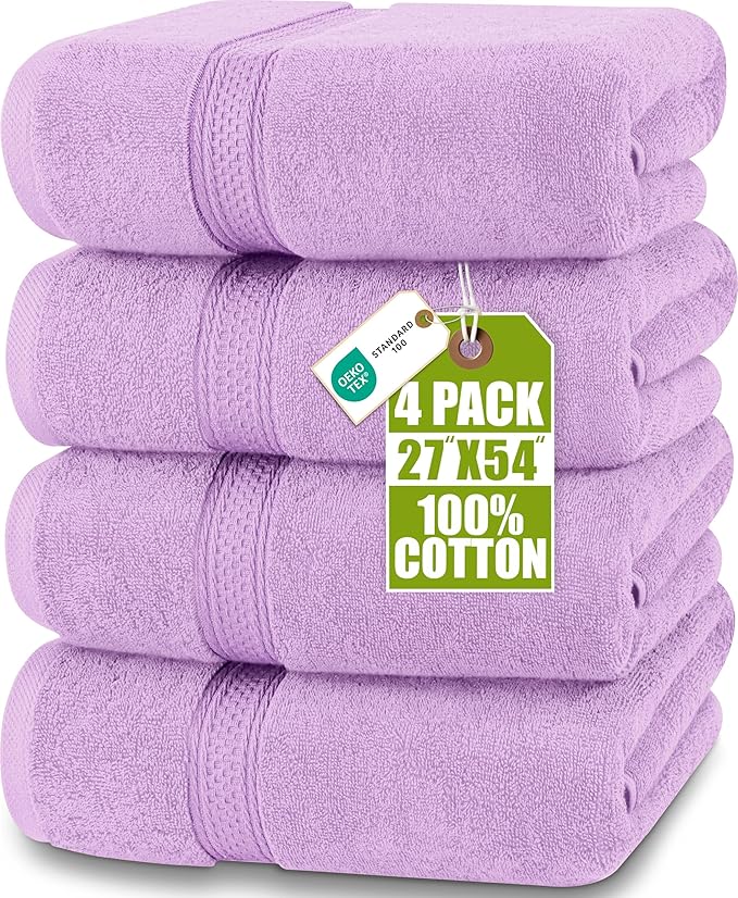 Utopia Towels 4 Pack Premium Bath Towels Set, 100% Ring Spun Cotton 600GSM