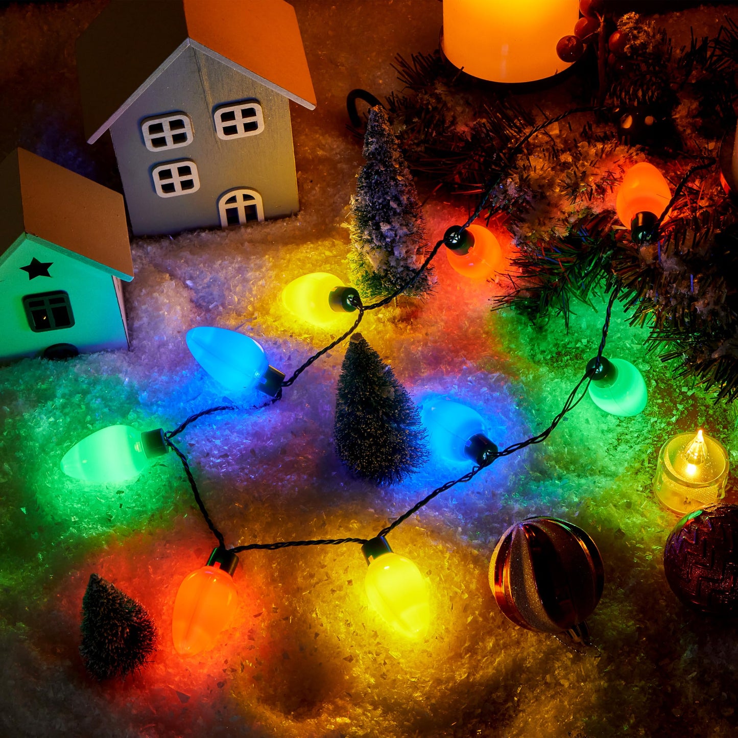JOYIN 6 Packs Christmas LED Light Up Bulb Necklaces 9 Bulbs LED Necklace Holiday Xmas Costume Accessories for Christmas Party Favor Party Supply