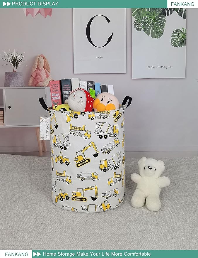 FANKANG Storage Basket, Nursery Hamper Canvas Laundry Basket Foldable