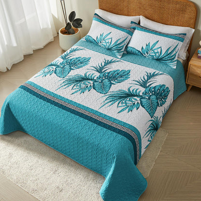 OARAGE Quilt Bedding Set, Blue Queen Comforter Set, Full Size Bedding Comforter Sets, Soft Lightweight Bedspread, Ultrasonic Microfiber Bed Coverlet for All Season (1 Quilt,2 Sham)
