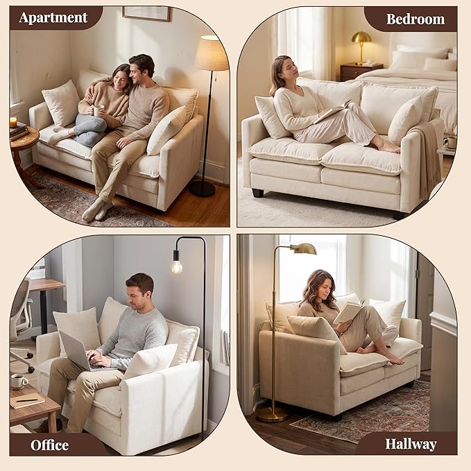Loveseat Sofa with Cloud 3-Layer Cushion & 27" Deep Seat, Modern Small Couch