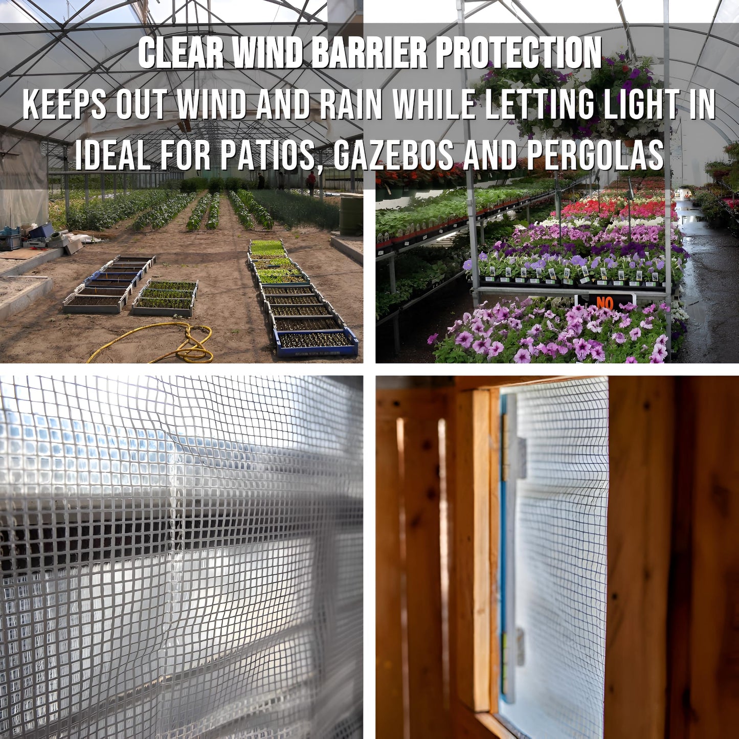 3m x 4m Clear Leno Tarpaulin - Heavy-Duty Waterproof 100 GSM Reinforced Transparent Tarp Sheet with Mesh Support, Rubber Strengthened Corners - UV‑Resistant Cover for Garden, Greenhouse, Groundsheet